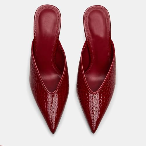 Kitten Heels Mules for Women, Pointed Toe Stilettos Heeled Mules Vintage Classic Slip On Pumps Shoes Wedding Dress Daily Pumps Heels3