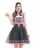Rotes Plaid Kleid mit Schnürung Mieder, Vintage Armee-grüne Schürze