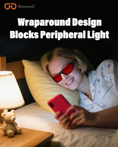 Image of Bloomoak 99% Blue Light Blocking Glasses,Nighttime Sleep,Fully Wraparound Your Eyes with No Leaks for Side Glare