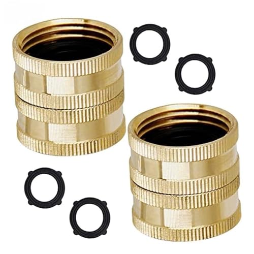 Image of NINMORTH 2 x 3/4 Inch Female Thread to Female Thread Garden Hose Adapter, Solid Brass Water Connector for Sprayers, Taps, Lawn Sprinklers and Nozzles