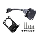 Super repairman 7 Way Round Trailer Connector to 4 Way Flat Truck Reverse Plug with Mounting Bracket