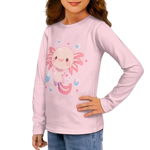 Image of Girls Long Sleeve T Shirt Cute Cartoon Crewneck Shirt for Kids 3-16Y Fall Winter Clothes