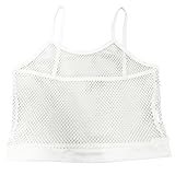 TAIKMD Women's Fishnet Sheer T-Shirt Blouse Sleeveless Mesh Bralette See Through Bra Top Yoga Camisole Adult Sheer Crop Top Hollow Out Grid Sports Tanks (White, Small)