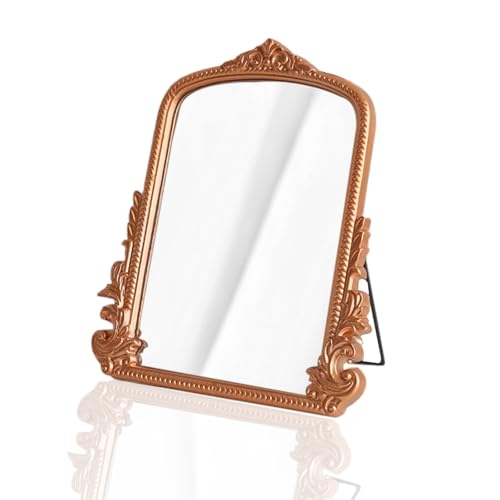 HSDDHOME Rose Gold Makeup Mirror, Small Standing Vanity Desk Mirror
