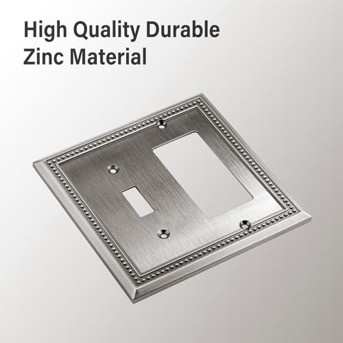 Image of Henne Bery Sunken Pearls Heavy Duty Decorative Wall Plate Switch Plate Outlet Cover (Toggle /Decorator, Heirloom Silver)