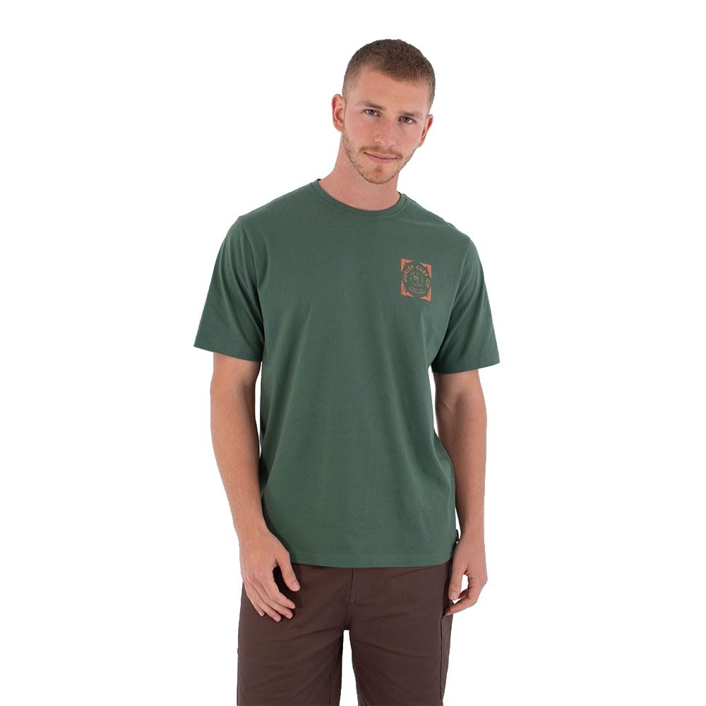 Hurley Mens Short Sleeve Printing Press Savage T-Shirt, Green, M EU