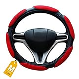 NIKAVI Sports Steering Wheel Cover (Medium -O)(38cm) Red