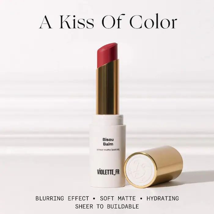 VIOLETE - Balm Sheer Matte Lipstick - Hydrating, Buildable Sheer Color with Soft Matte Finish, Comfortable Wear, Vegan & Cruelty-Free - Color: Betise - (neutral berry)