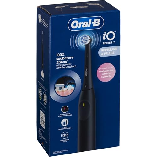 Oral-B iO Series 2 - Cepillo de dientes eléctrico, 3 modos de cepillado para el cuidado dental, tecnología magnética, diseñado por Braun, Night Black