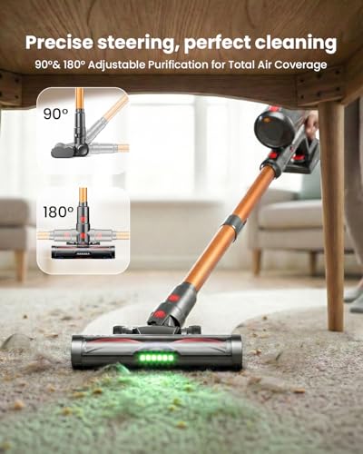 Image of Cordless Vacuum Cleaner, 650W 55KPA 75Mins Runtime Self-Standing Stick Vacuum with LED Display for Home, Anti-Tangle, 8-in-1 Lightweight Vacuum for Hard Floor, Pet Hair, Carpet