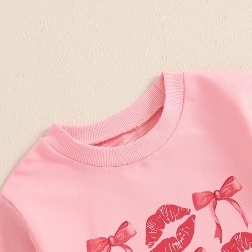 Image of Toddler Girl Valentines Day Outfits Letter Heart Print T-Shirt A-Line Mini Skirts Dress Girls Valentine's Day Dresses