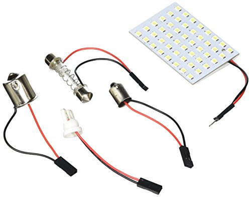 cciyu Car White LED 48SMD Panel Interior Dome Map Light Bulb Lamp + T10 BA9S BA15S Festoon Adapter (2pack)