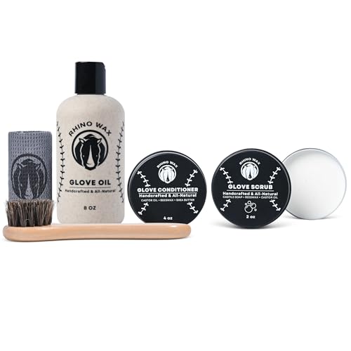 Rhino Wax Baseball Maintenance Kit Plus Baseball Glove Scrub