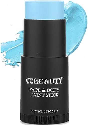 CCbeauty Light Blue Face Paint Stick, Face Painting Kit, Full Coverage SFX Makeup Foundation, Professional Body Paint for Halloween Costume Cosplay Theme Party, For Avatar, Sally Corpse Bride Makeup