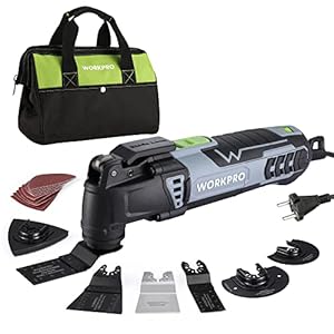 WORKPRO Multifunctioneel oscillerend gereedschap, 300 W, 7 instelbare snelheden, met 17 accessoires, 3° oscillatiehoek, mechanisme voor snel wisselen van het lemmet voor zagen, schrapen, vormgeven,