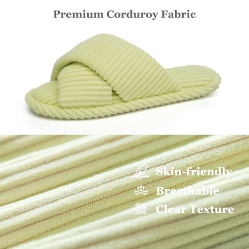 Image of GOEWY Slippers for Women Memory Foam House Bedroom Corduroy Crossbands Open Toe Slides Sandals Shoes Comfy Trendy Gift for womens Anti-Skid sole