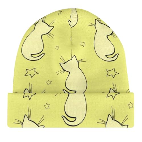 Cute Cartoon Cat Pattern Kids Beanie Hat for for Girls Boys Children Cap Winter Knitted Chemo Cancer Headwear Accessories Gifts Decoration Black4