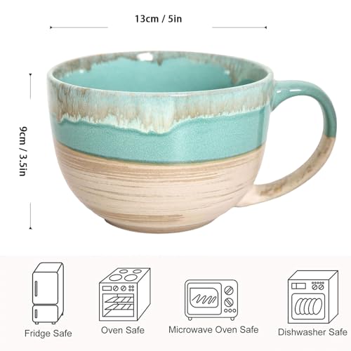 hengshukeji Large 24 OZ/700ml Ceramic Coffee Mugs,Soup Bowls with Handles,Extra Big Jumbo Tea Cup Mug for Office and Home - Image 2