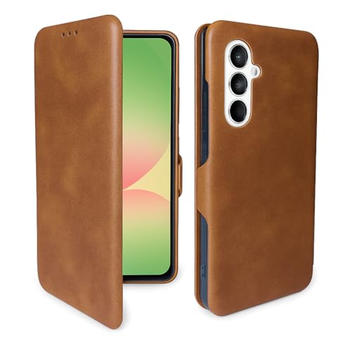 Image of Premium Vegan Leather Phone Cover with Card Slot - Slim, Durable, Privacy Protection, Kickstand Function, Elegant Flip Wallet Cases Compatible for Samsung Galaxy A36 5G (Brown)