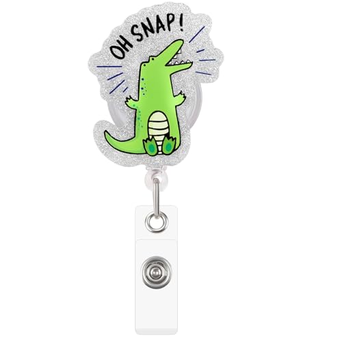 BLMHTWO Funny Nurse Badge Reel, Retractable Badge Holders 360° Rotation Cute Badge Reel for RN LPN CNA MA Student (Alligator)