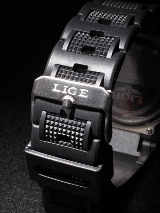Amazon | LIGE 8922 メンズ腕時計 【 ガンメタ＋ブラック