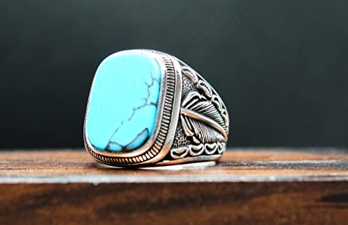 Silver 925K Ring, Handmade Ring, Natural Turquoise Stone,Jewelry Gift For Mens And Womens #TOP1
