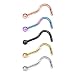 Ruifan 20G(0.8MM) 316L Surgical Steel Curved Nose Stud Ring Twister Screws with 2MM Ball Piercing Jewelry 5PCS - Mix Color
