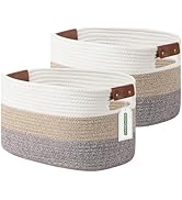 ECDYQXVU Cotton Rope Storage Baskets,15x10x9 in,Collapsible Storage Bins, Decorative Woven Basket...