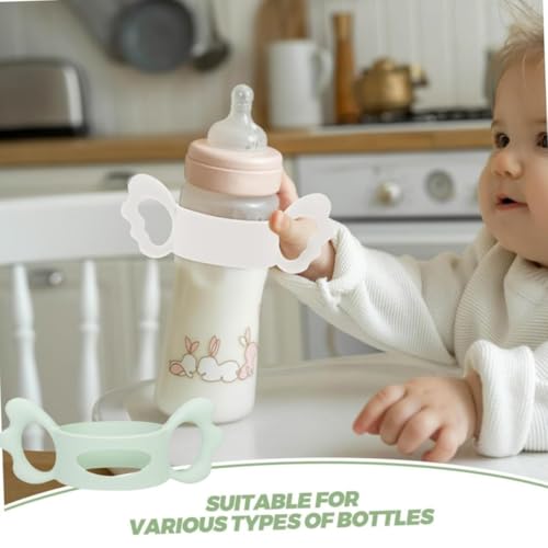 Zwenjuan Griffe für Flaschengriff,2 Stück Babyflaschen Griffe Flaschengriff Halter,Fütterungsflasche Tragegriffe Easy Grip Standard Silikon Flaschengriff,für Baby Kleinhand Greifdesign