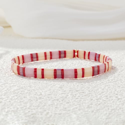 Image of KELITCH Women Pearl Beaded Bracelet Tila Stretch Bracelets Candy Colors Friendship New Jewelry