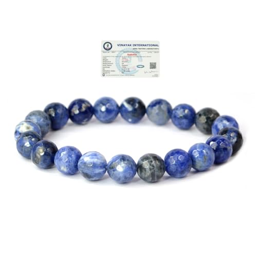 Image of Reiki Crystal Products Certified Natural Crystal Stone Diamond Cut /Faceted 10 mm Beads Bracelet for Men & Women | Reiki Charged Gemstone Jewellery | Multiple Stone Variants Available