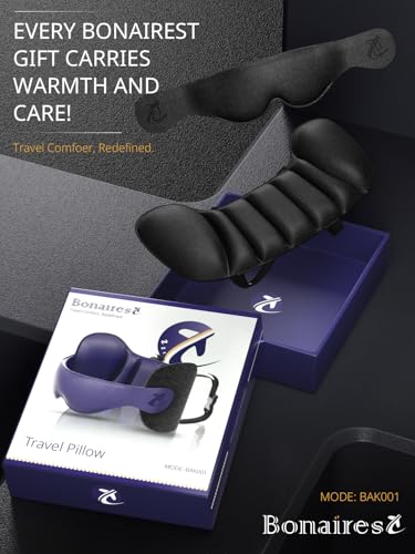 Image of Travel Pillow, Airplane Neck Pillow for Long Flight, Oversized Head Strap with 3D Eye Mask for Sleep, 360Support Headrest, Stop Bobblehead, Ultimate Travel Essentials for Men Women Black