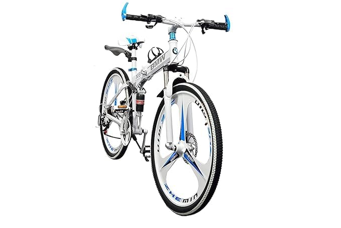 Image of Amaze Kai Dual Suspension Bikes Bm Foldable Gear Cycle for Men with 21 Speed Gear 6 Spoke | Folding Mountain Bike with Double Disc Break & Mac Wheel, 26 Inch, White N Black (White-b)