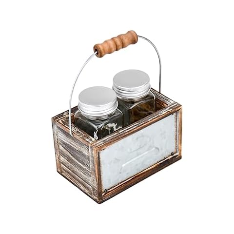 Rustic Kitchen Salt and Pepper Shakers Set with Wood Caddy Clear Glass Salt & Pepper Shaker Dispensers Set Easy to Clean & Refill Vintage Farmhouse Kitchen Party Home Decor, Restaurants, and Gift Cover