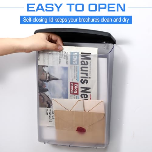Menkxi 9 Pcs Outdoor Estate Brochure Box Plastic Brochure Waterproof Wall Mount Flyer Holder Mail Box Business Card Holder for Office Store Estate Supplies (Black) by Menkxi - Image 5