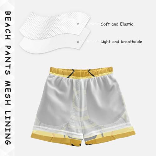 Boys Beach Board Shorts Yellow Bees Insect Funny Swim Trunk Teen Swimwear 8-16Y4