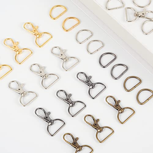 100Pcs Premium Swivel Snap Hooks And D Rings, Swivel Snap Hooks For Keychain And Sewing Project(3/4"Inside Width) Silver #TOP6
