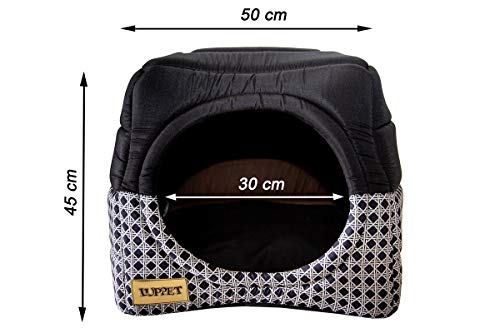 Toca e Cama Luppet 2 em 1 com Almofada para Cachorro ou Gato de 6kg a 12kg Preto Vime G