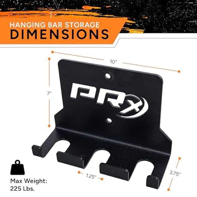 PRx Performance Three Barbell Storage Wall Mounted Hanging 3 Bar Holder USA Made American Black Powder Coated Space Saving Commercial or Home Gym Workout Fitness Equipment Garage Accessory Rack