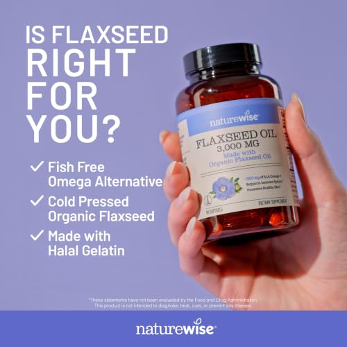 NatureWise Flaxseed Oil 3000 mg, Fish Free Omega 3 with 1500 mg ALA - Plant Based Omega 3 6 9 Supplement - Organic, Cold Pressed, Non-GMO - 120 Softgels[40-Day Supply] - image 8