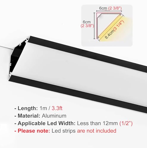 Profilé aluminium noir pour ruban LED de plafond et diffuseur transparent 18m - 5