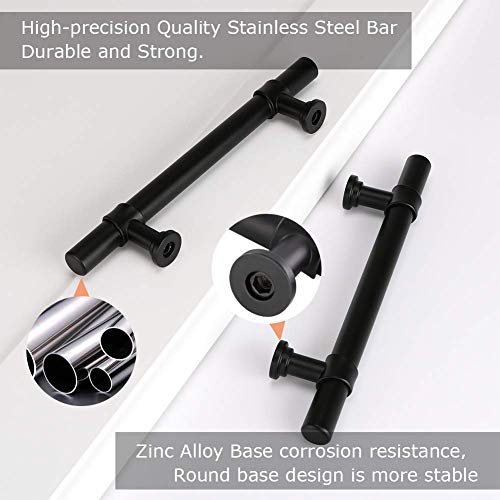 LONTAN 20 Black Cupboard 160mm T-Shaped Black Drawer Handles Dresser Cabinet Pulls Vintage Wardrobe Bedroom Cupboard Door Pulls - Image 3