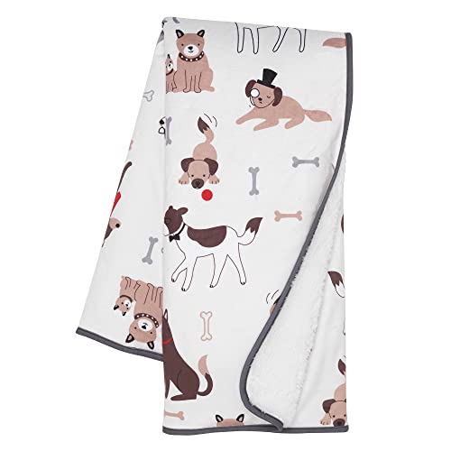 Image of Lambs & Ivy Bow Wow Baby Blanket - Gray, Animals, Puppy
