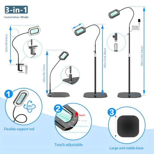 Support rotatif LED tactile à angle variable pour visualisation multi-direction