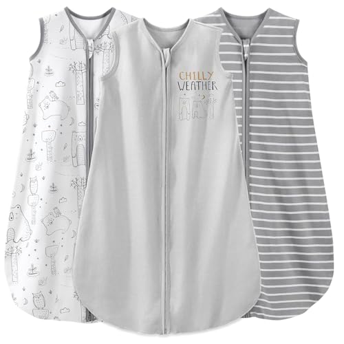 Image of Yoofoss Baby Sleep Sack 6-12 Months Baby Wearable Blanket 100% Cotton 2-Way Zipper Toddler Sleeping Sack, 3 Pack Soft Lightweight Sleep Sacks for Babies