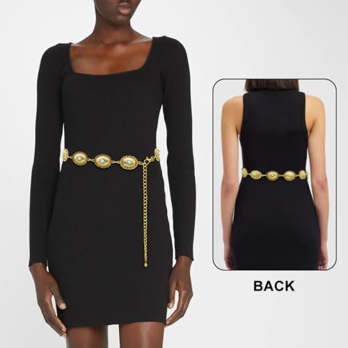 Western Belt for Women - Turquoise Chain Metal Concho Cowgirl Belt for Country Concert Outfit2