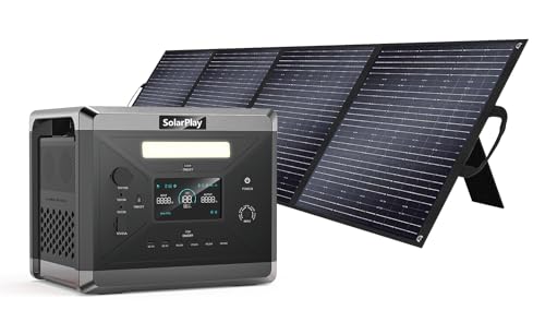 SolarPlay Portable Power Station, 2400W/2160Wh Large Capacity Solar Generator, with 200W Solar Panel, 4 AC Outlets (4800W Peak), Emergency Power Station for Home, Camping, Outdoor Battery Backup