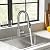 FEELSO Kitchen Faucets with Pull Down Sprayer, High Arc Stainless Steel Single Handle Kitchen Sink Faucet, 1 or 3 Hole Brushed Nickel Water Faucets for Farmhouse Laundry Camper Rv Bar