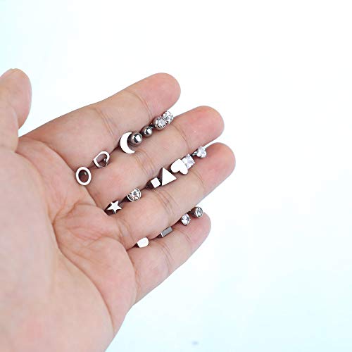 Milacolato 18 Paia Piercing Orecchio in Acciaio