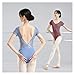 BNDDZBN Ballet Leotard Ballet Leotards For Women Lace Splice Dance Wear Girl Adult Short Sleeve Bodysuit V-Back Dance Gymnastics Swimwear Leotards(Wine red,XXL 165cm to 170cm)